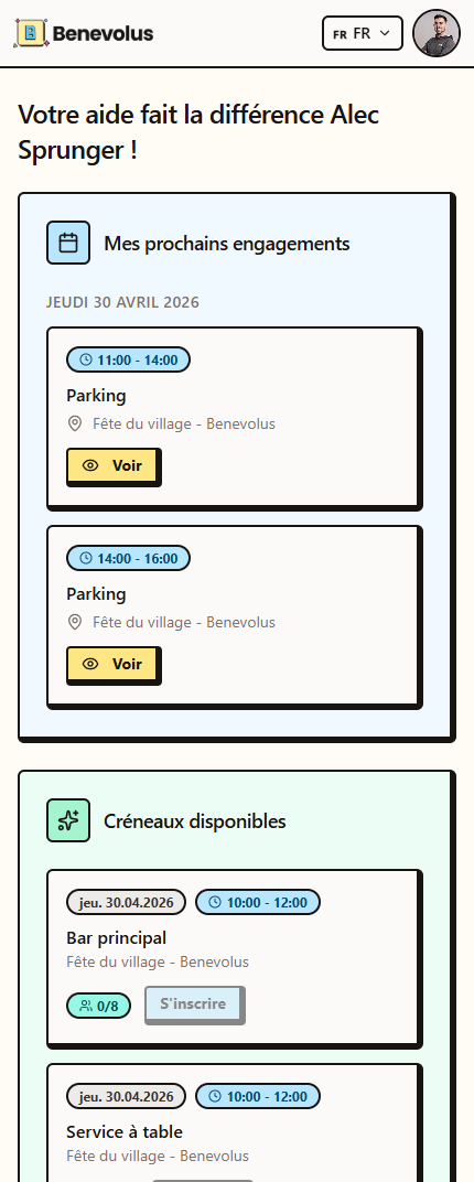 Aperçu mobile de l'application